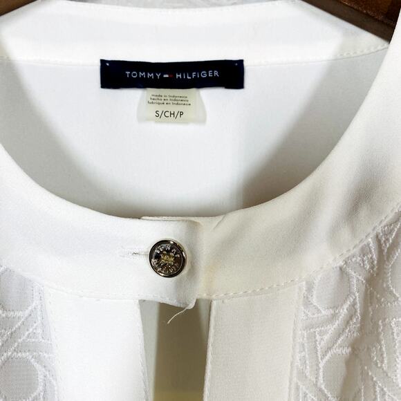 Tommy Hilfiger Sleeveless Blouse Button Up Keyhole Bone White - S - Picture 3 of 4